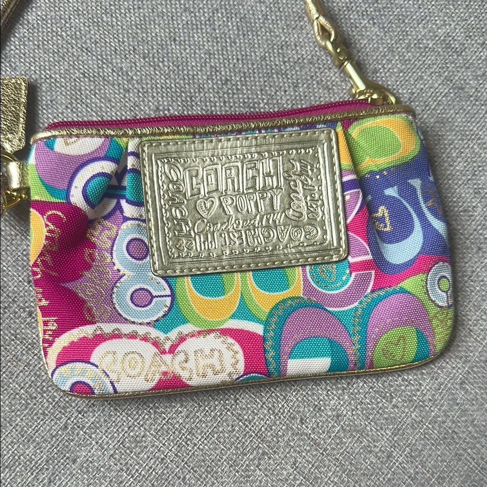 Vintage Coach Poppy Multicolor Wristlet